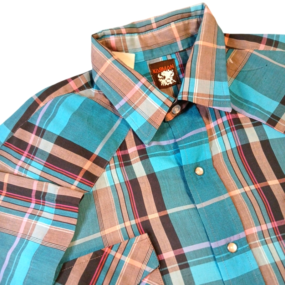Karman Vintage Short Sleeve Pearlsnap Western‎ Shirt